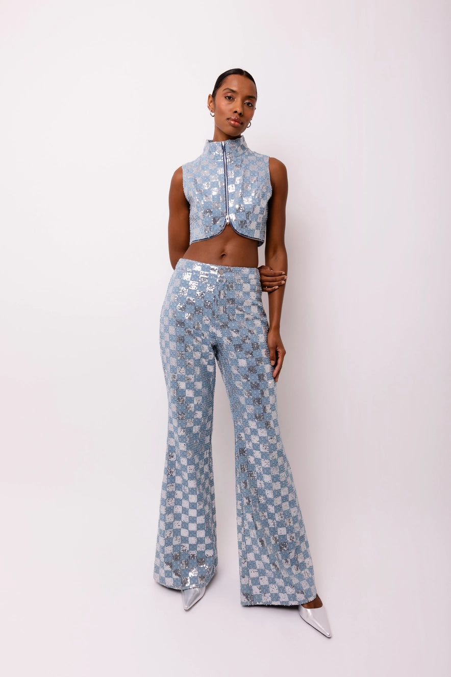 Checkered Sequin Pants