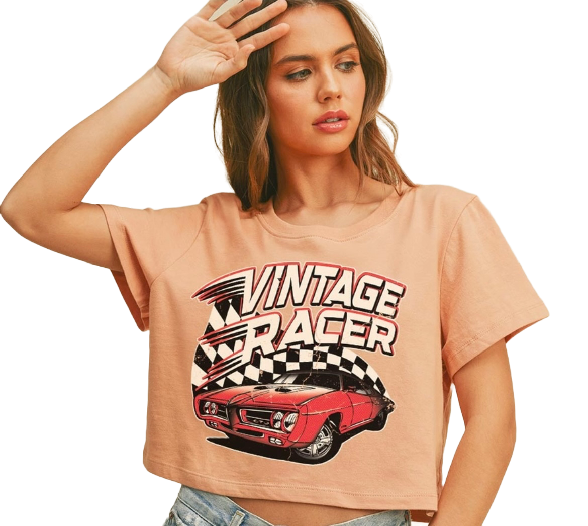 Rust Vintage Racer Crop Graphic Tee