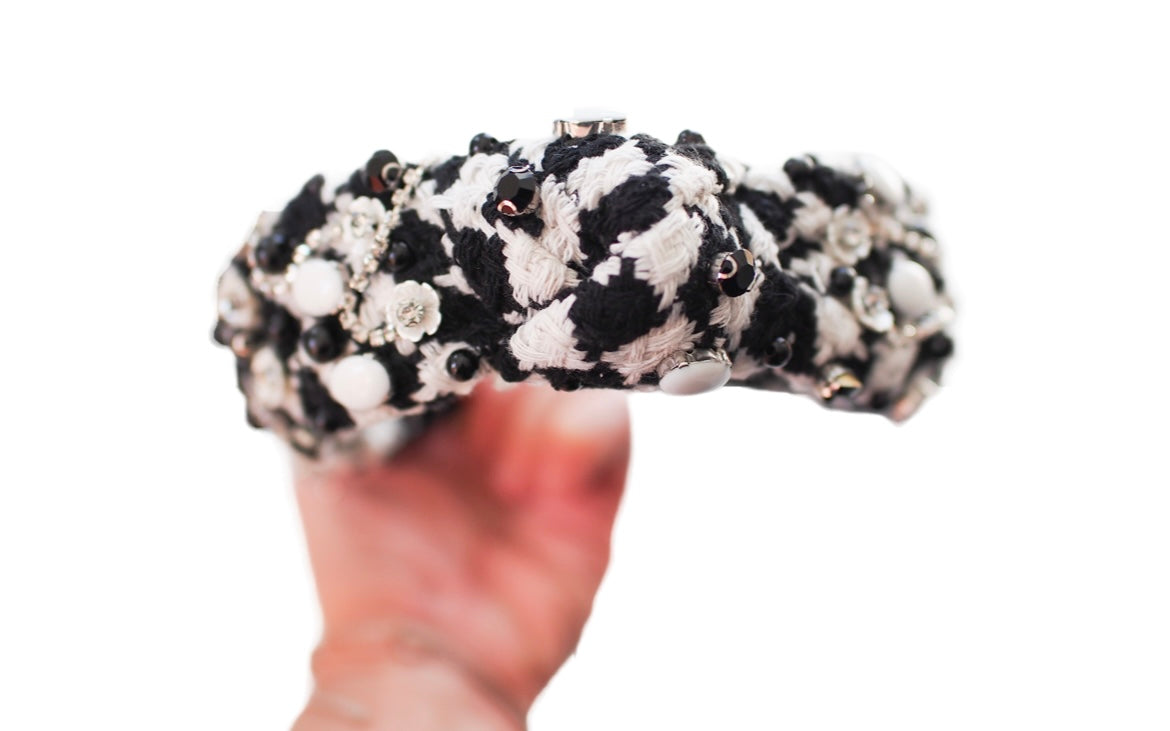 Embellished Checkered Headband