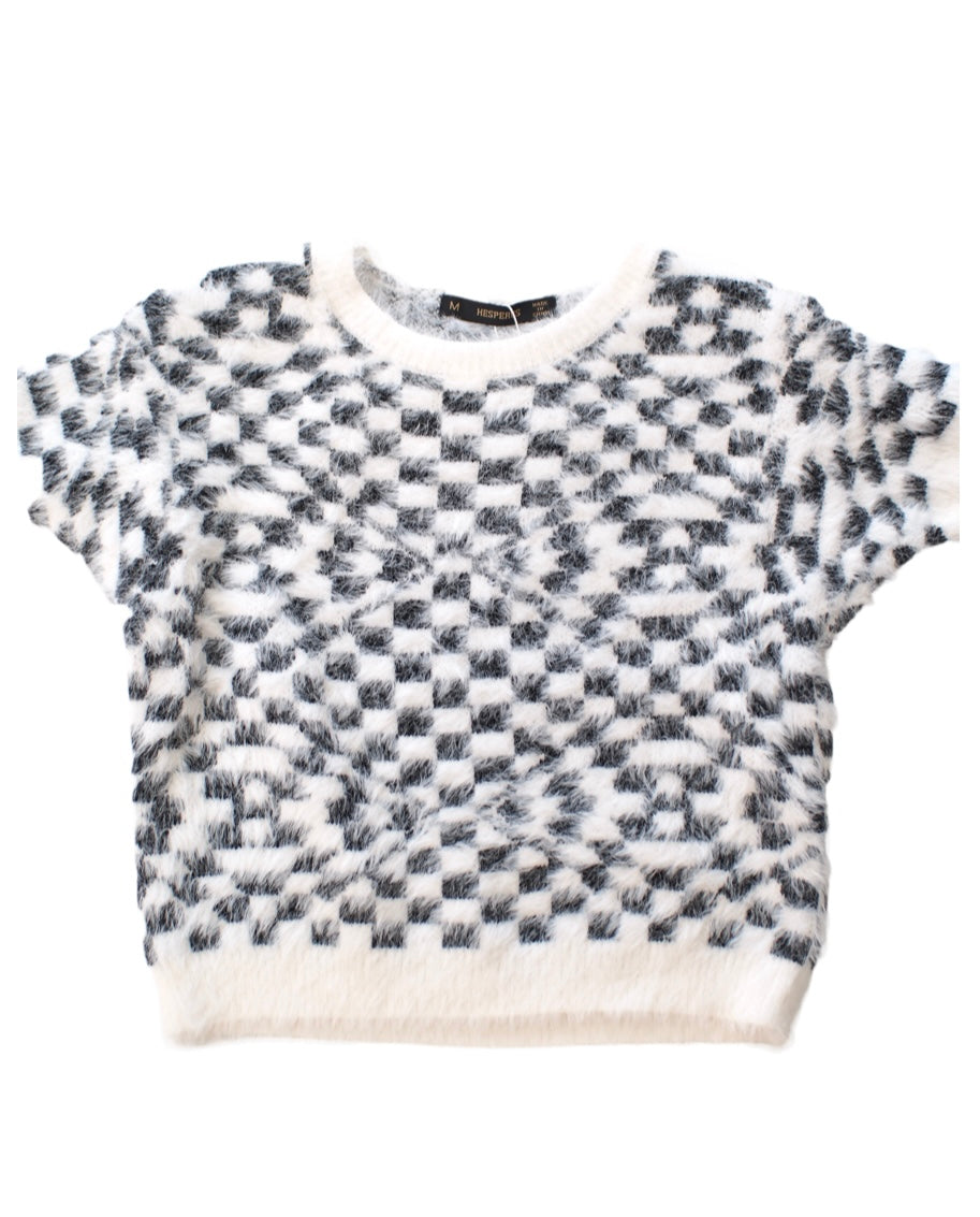 Fuzzy Checkered Crop Top