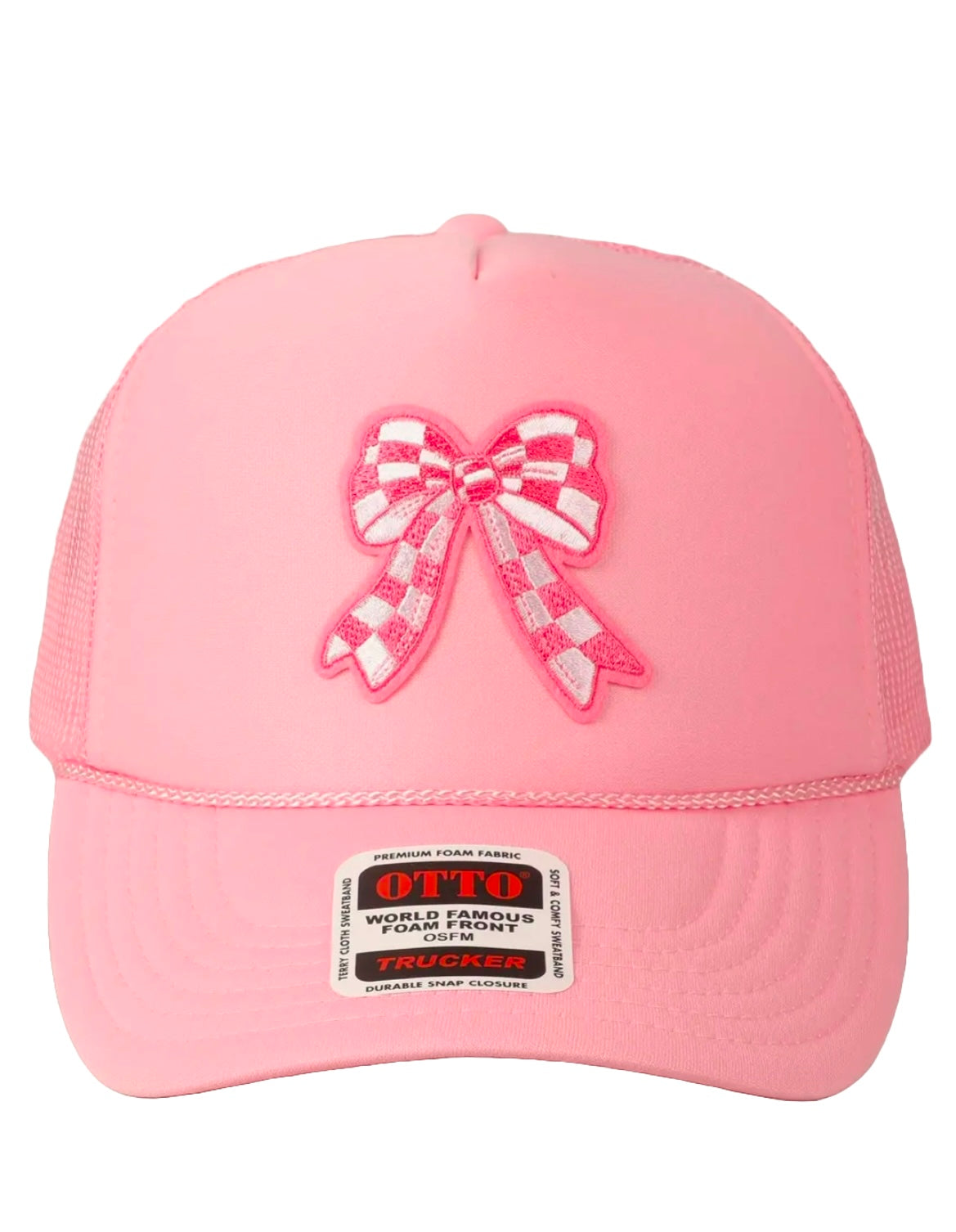 Pink Checkered Bow Hat