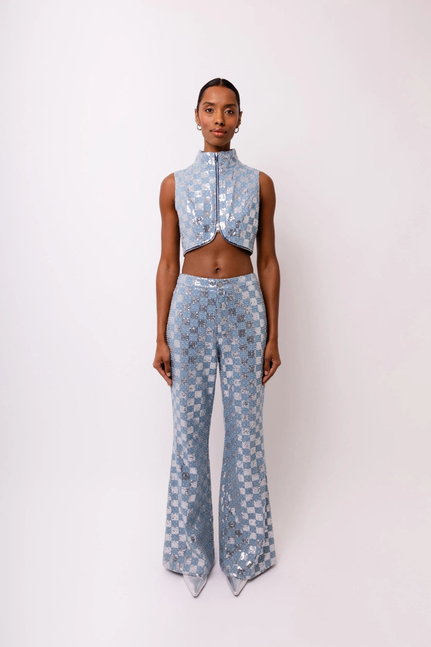 Checkered Sequin Pants