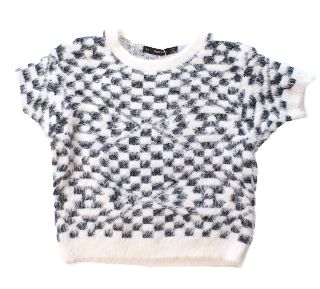 Fuzzy Checkered Crop Top