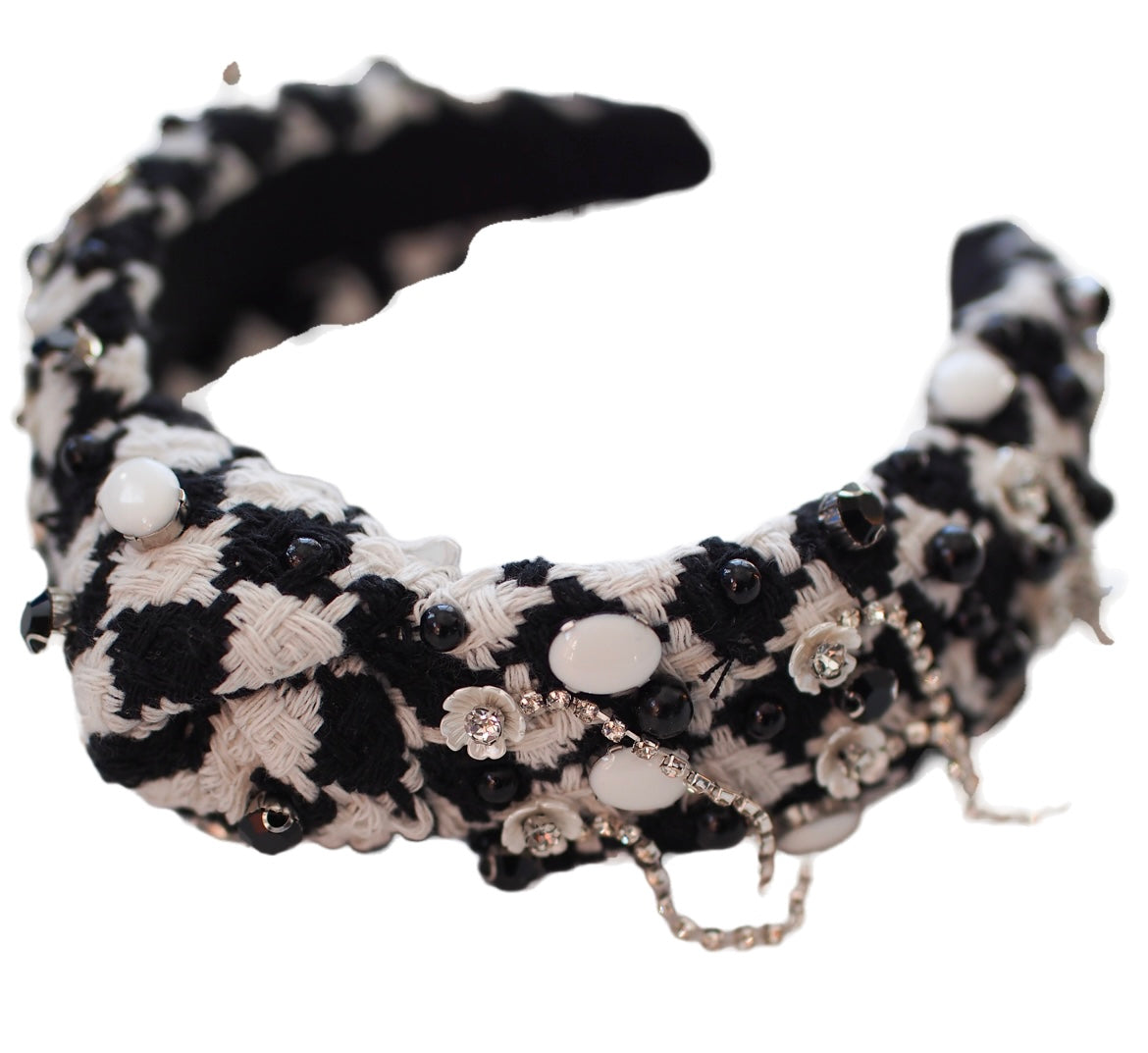Embellished Checkered Headband