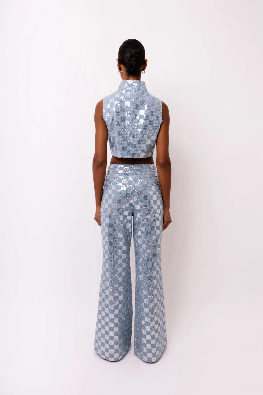 Checkered Sequin Pants