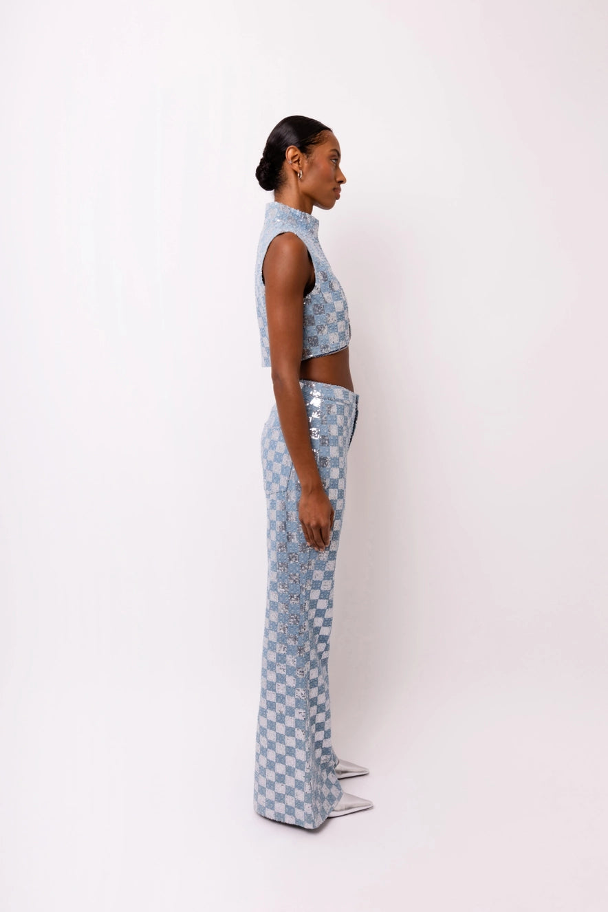 Checkered Sequin Pants