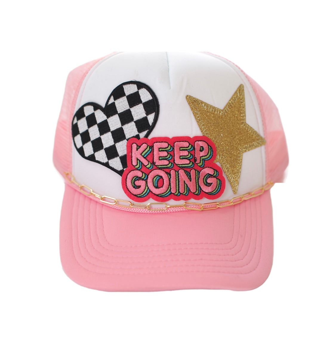 Checkered Heart Keep Going Patch Hat