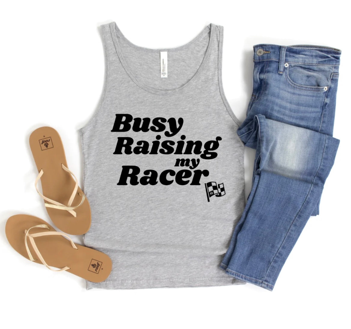 Busy Raising My Racer Light Gray Tank Top