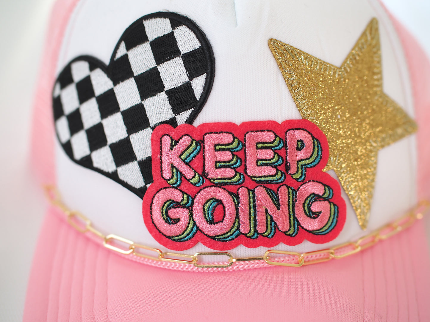 Checkered Heart Keep Going Patch Hat