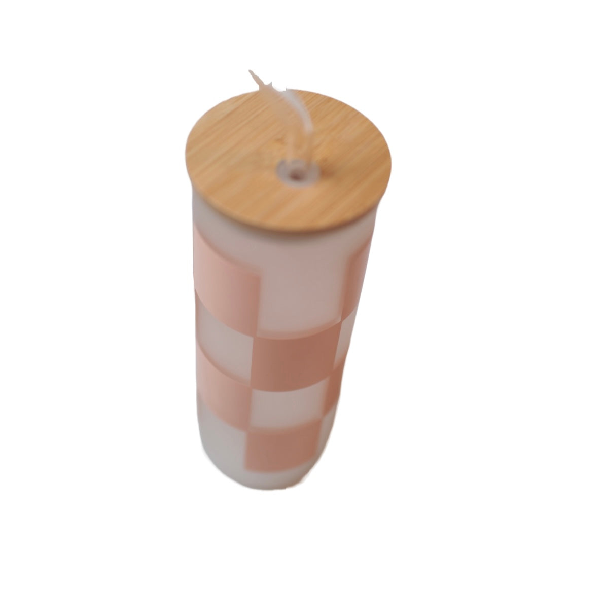 Blush Checkered Glass Cup