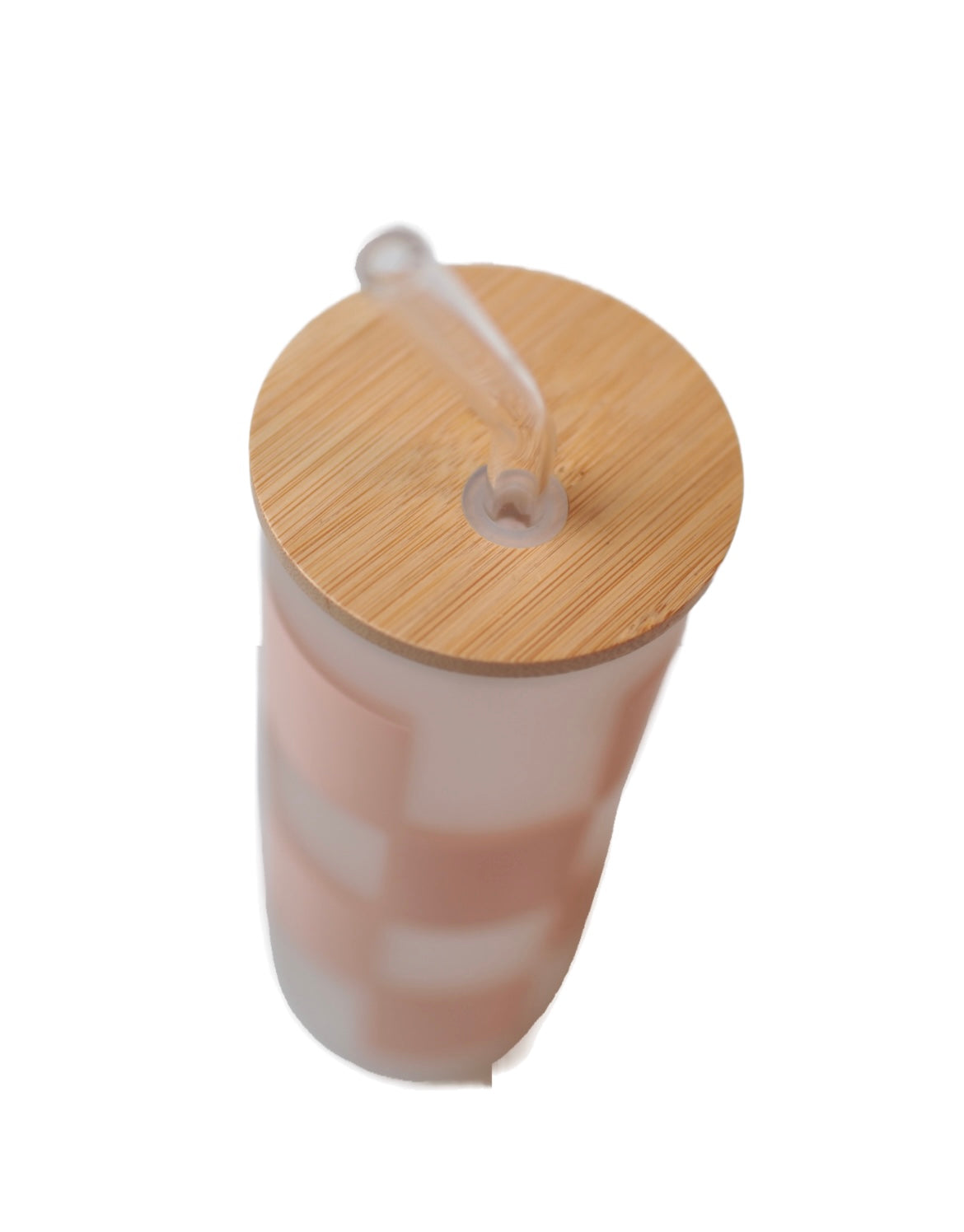 Blush Checkered Glass Cup
