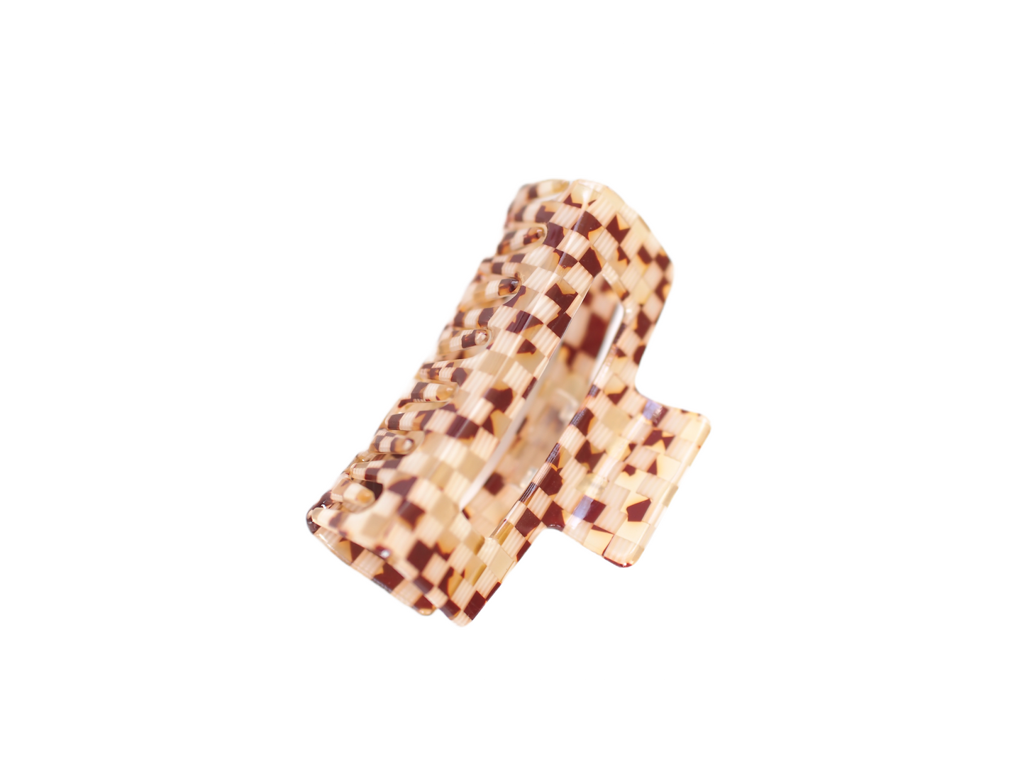 Brown Checkered Hair Clip