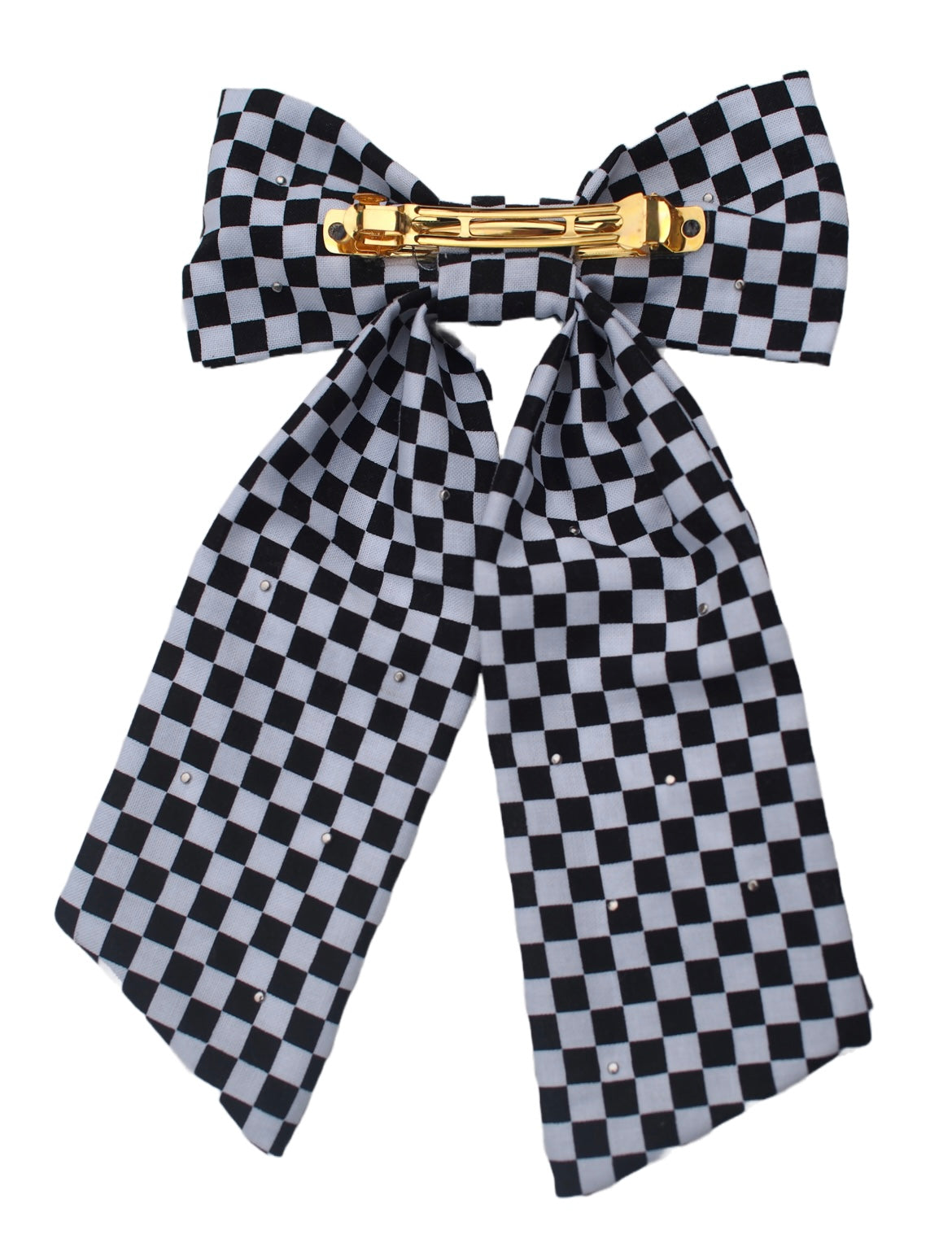 Extra Large Embellished Checkered Bow