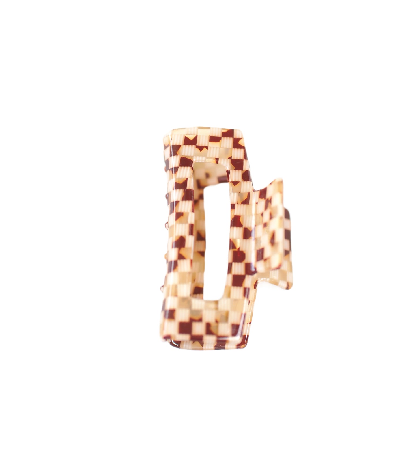 Brown Checkered Hair Clip