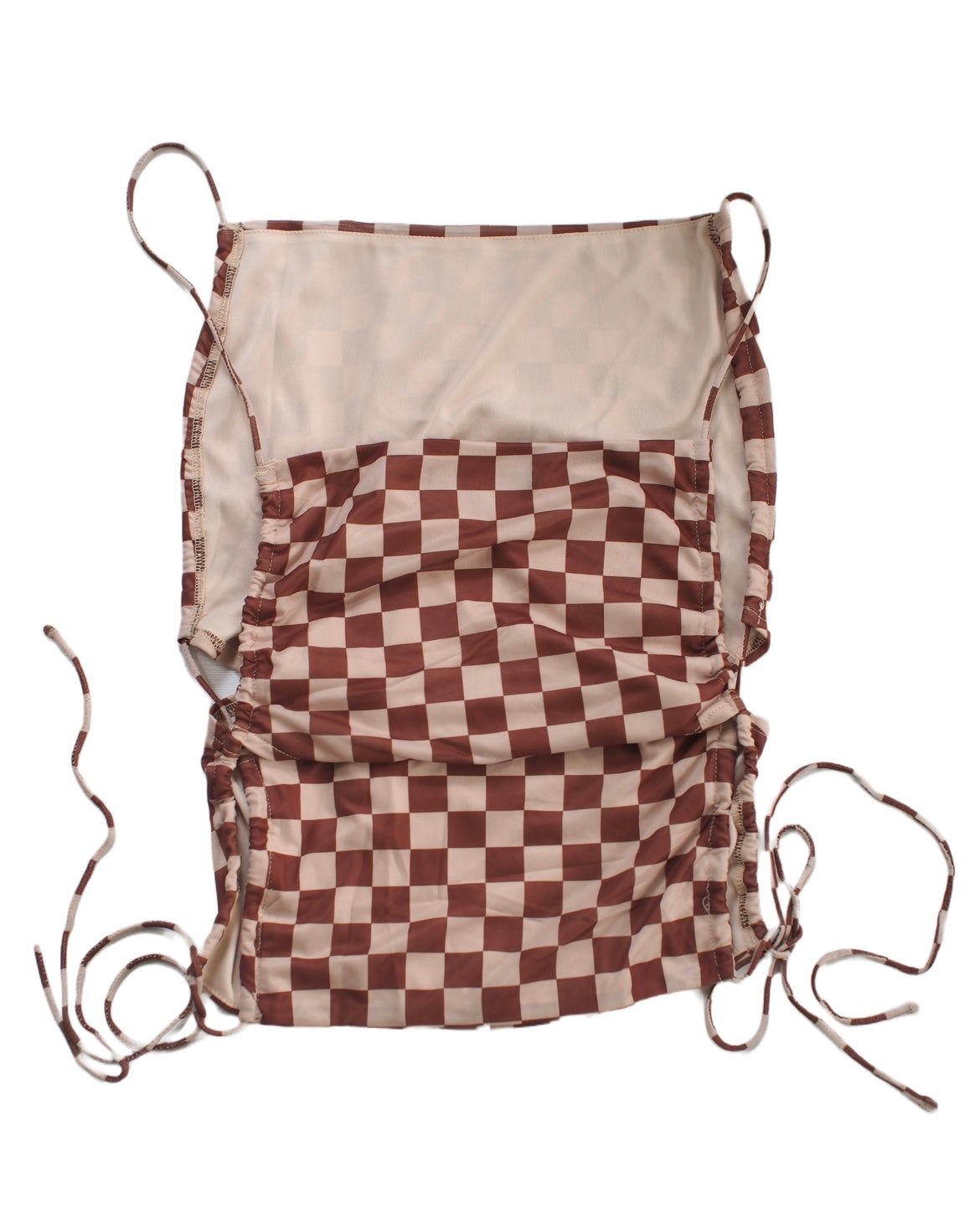 Brown Checkered String Top