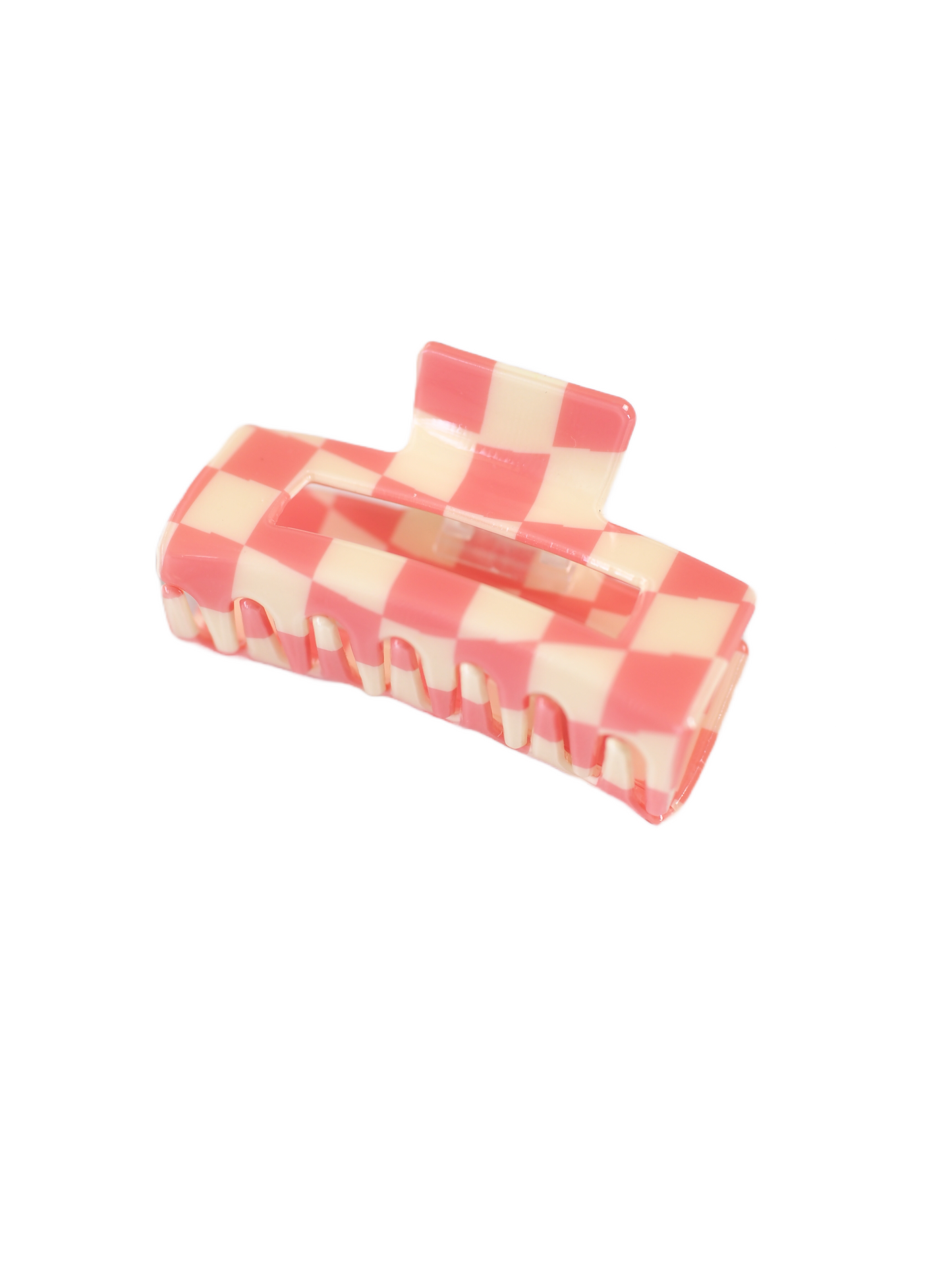 Pink Checkered Hair Clip