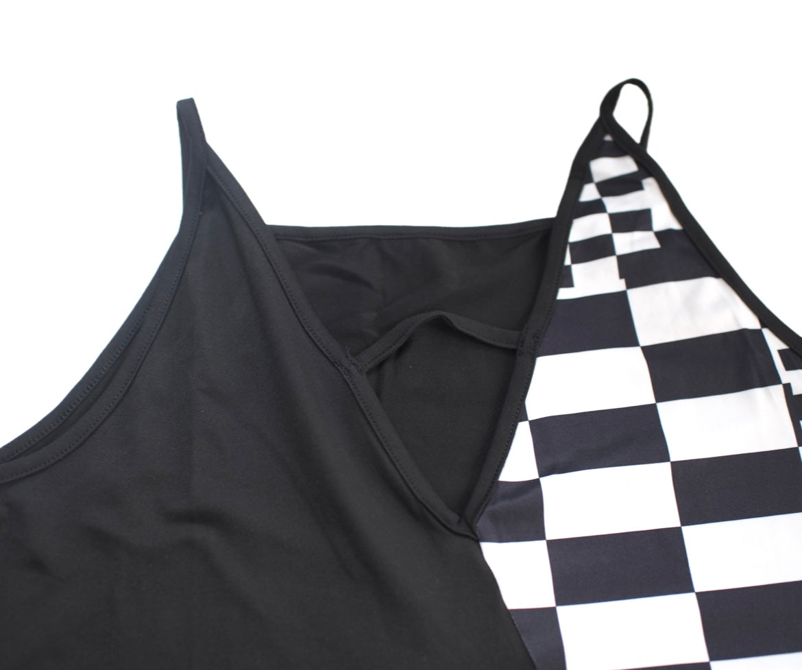 Half Checker Tank Top