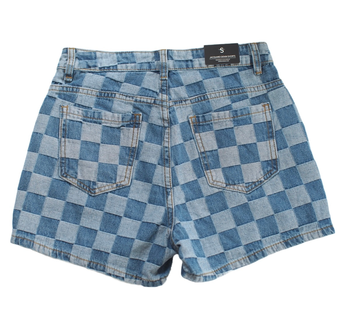 Jean Checkered Shorts