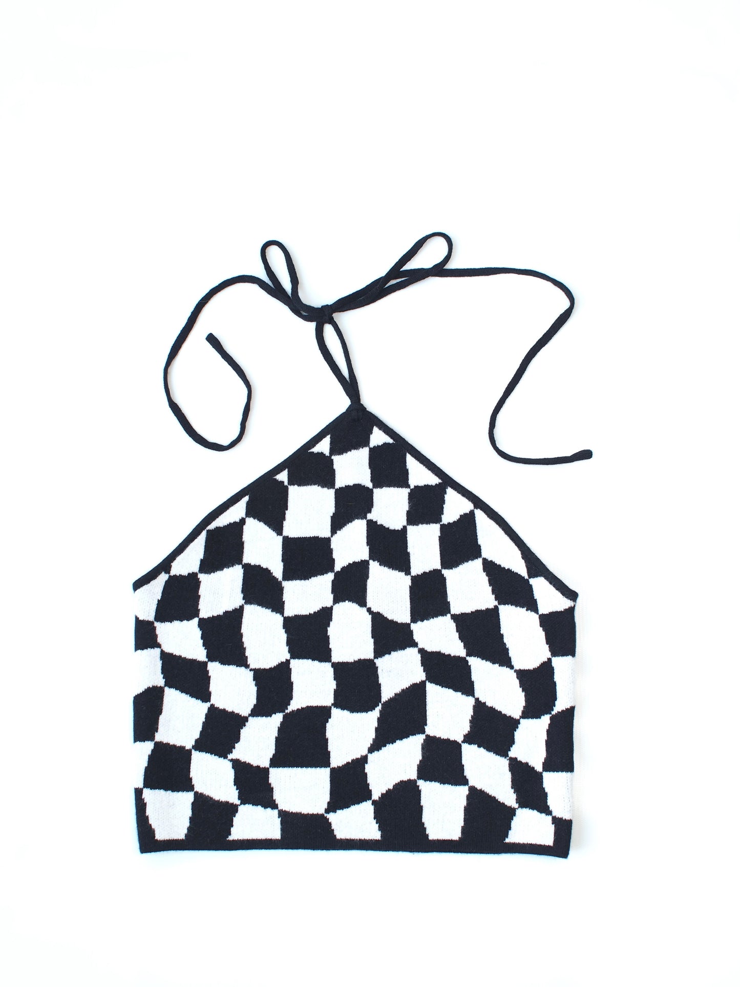 Checkered Halter Crop Top
