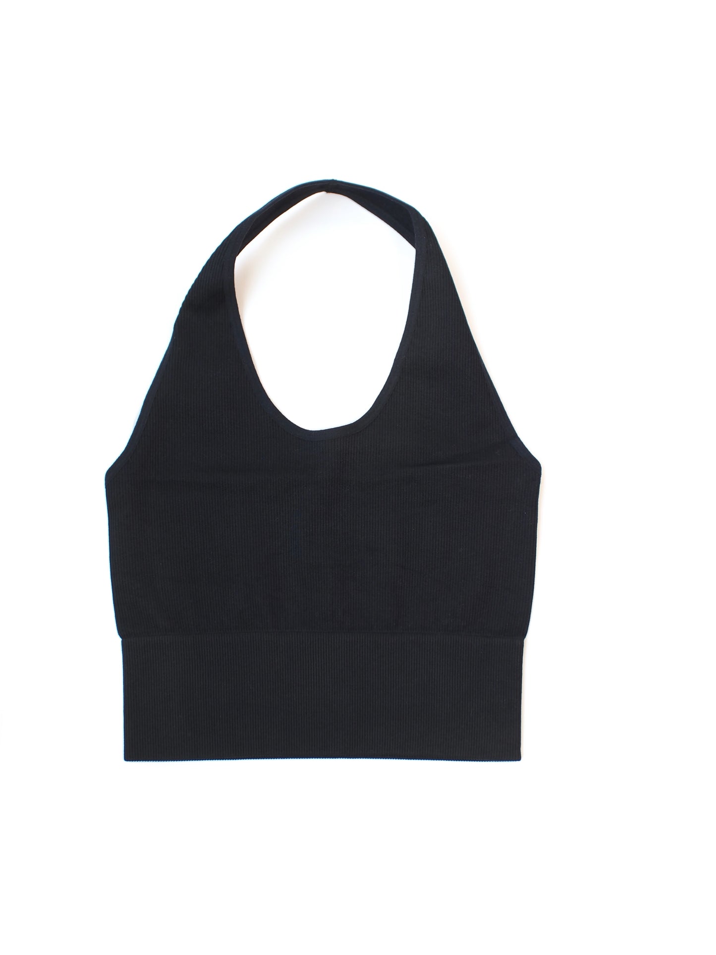 Black Halter Neck Crop Tank
