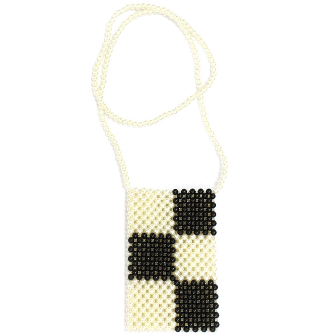 Beaded Checkered Crossbody