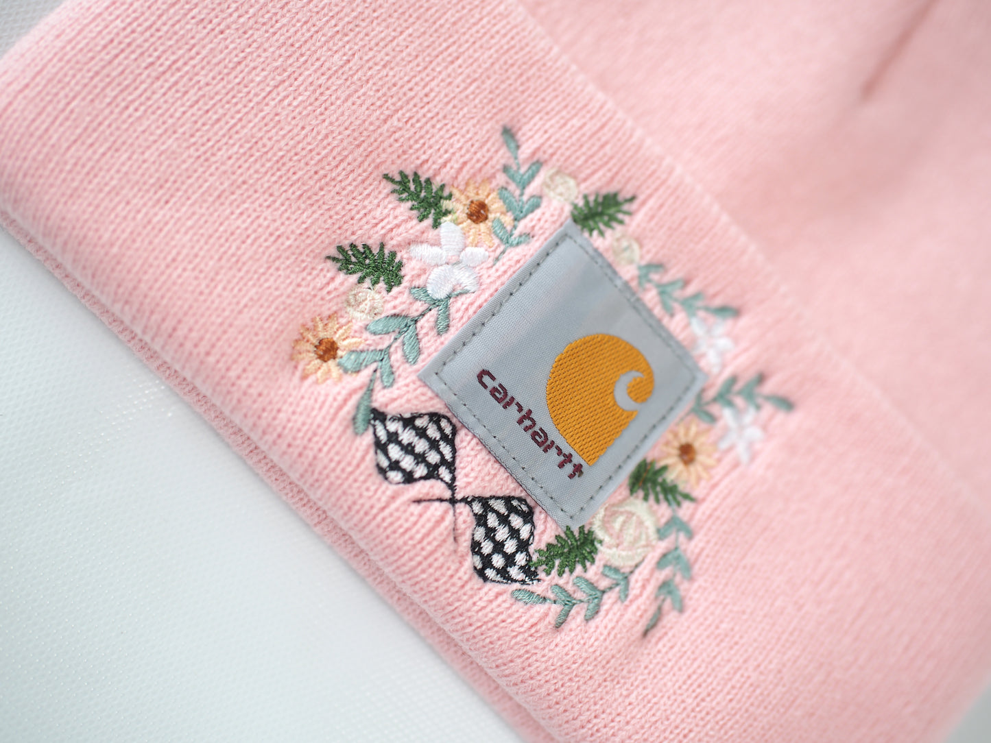 Pink Floral Checkered Carhartt Beanie