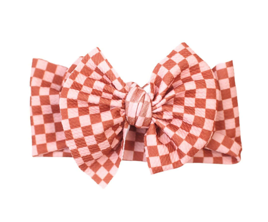 Boho Checkered Messy Bow