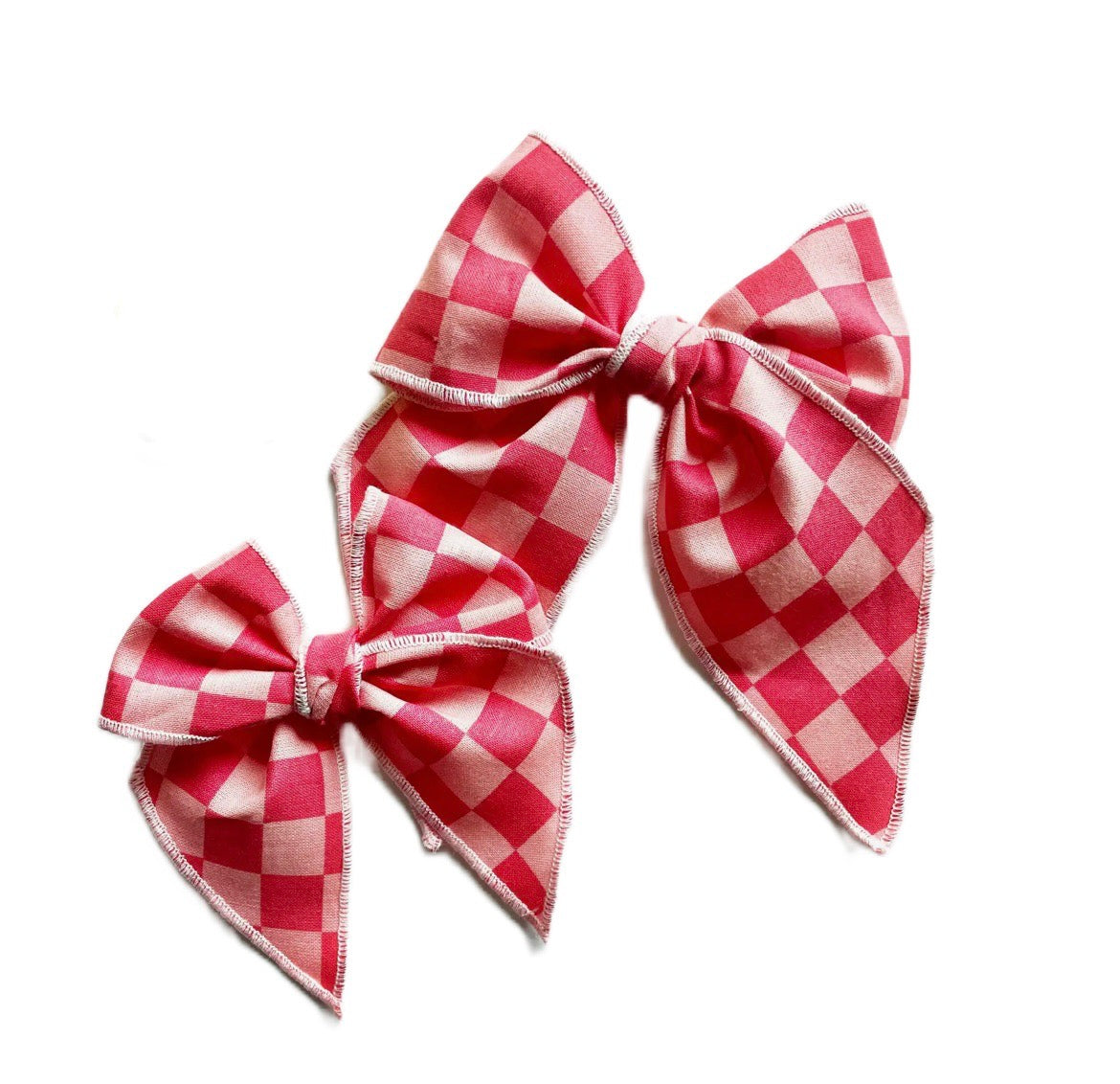 Pink and Salmon Checkered Bow