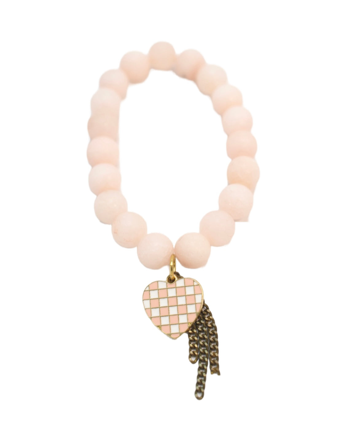 Checkered Heart Beaded Bracelet