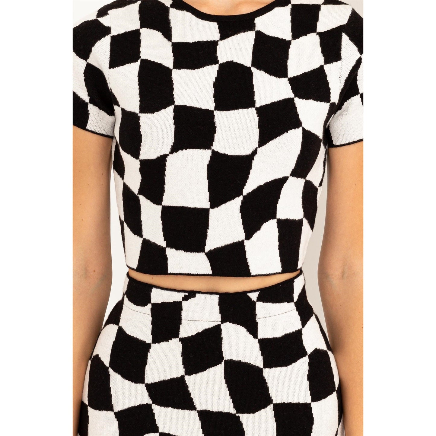 Checkered Print Crop Top