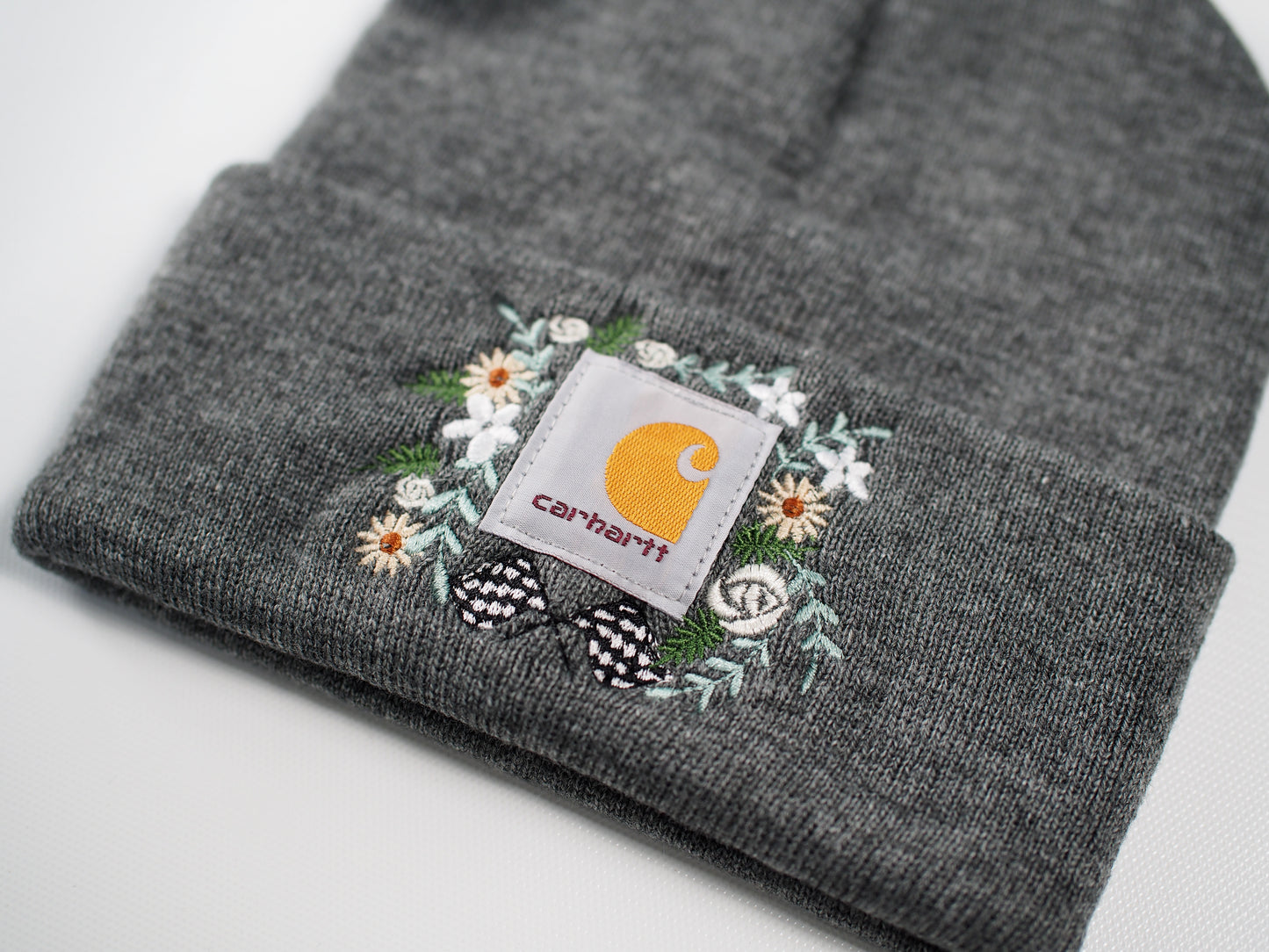 Gray Floral Checkered Carhartt Beanie