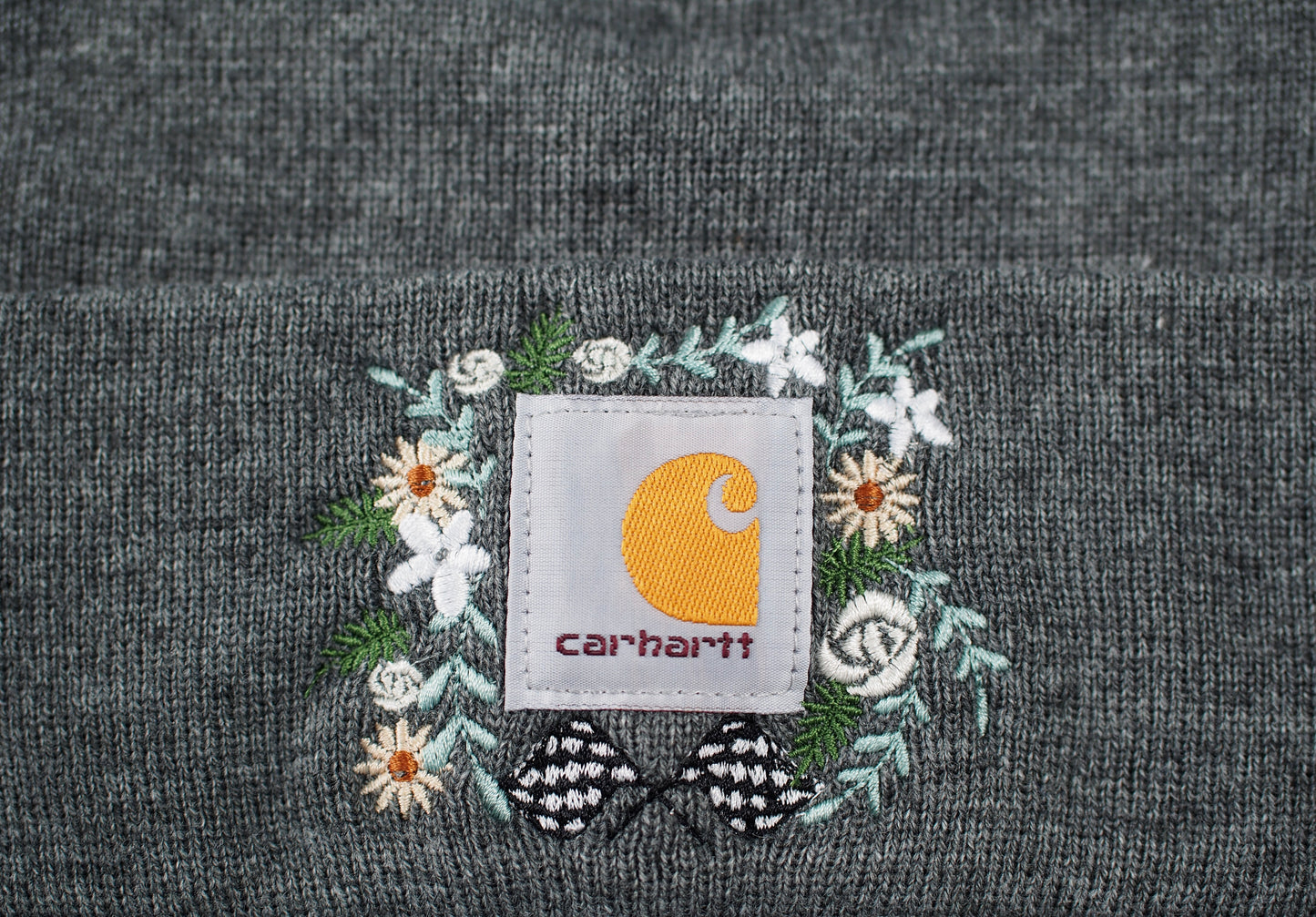 Gray Floral Checkered Carhartt Beanie