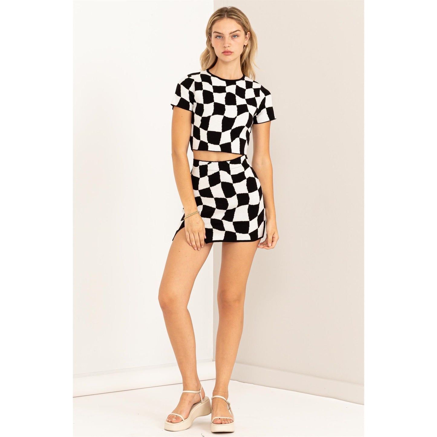 Checkered Print Crop Top