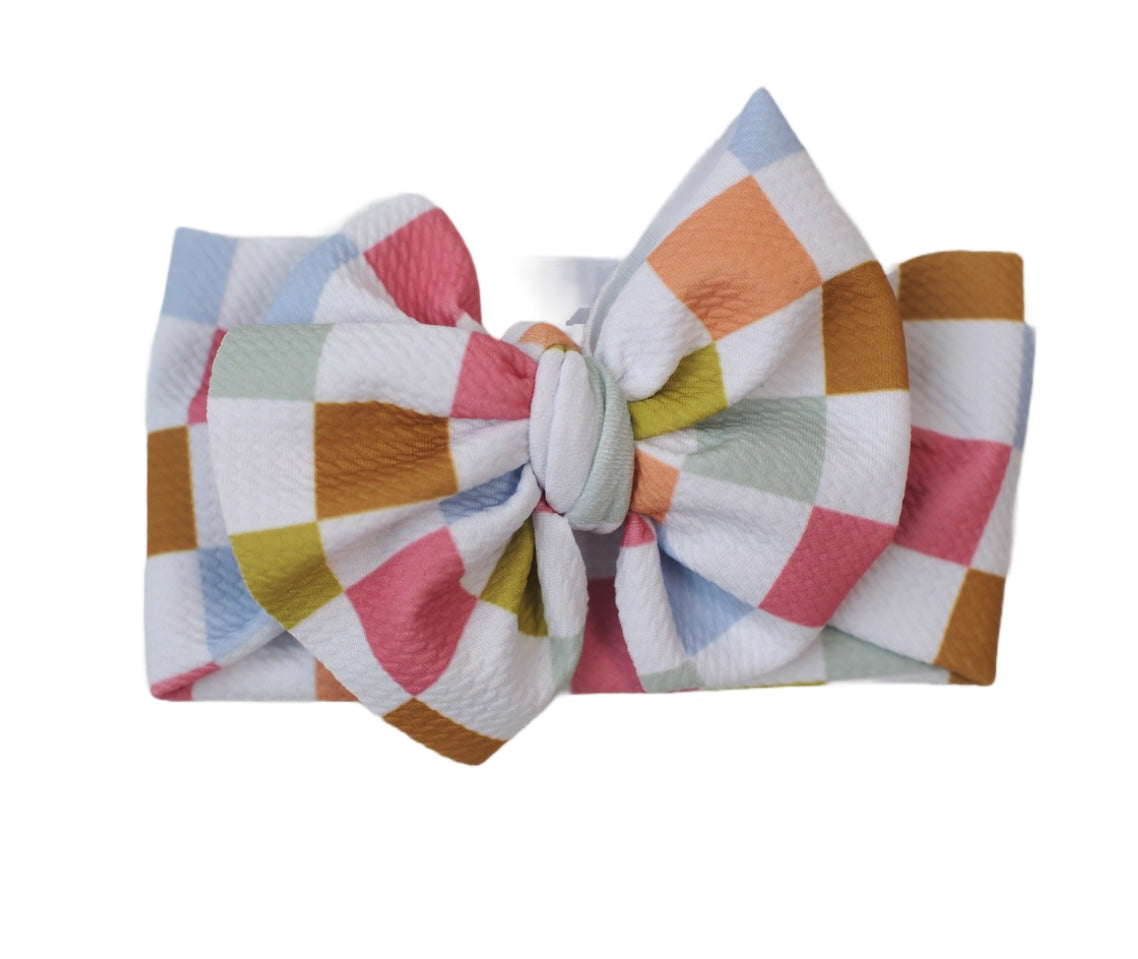 Spring Checkered Messy Bow