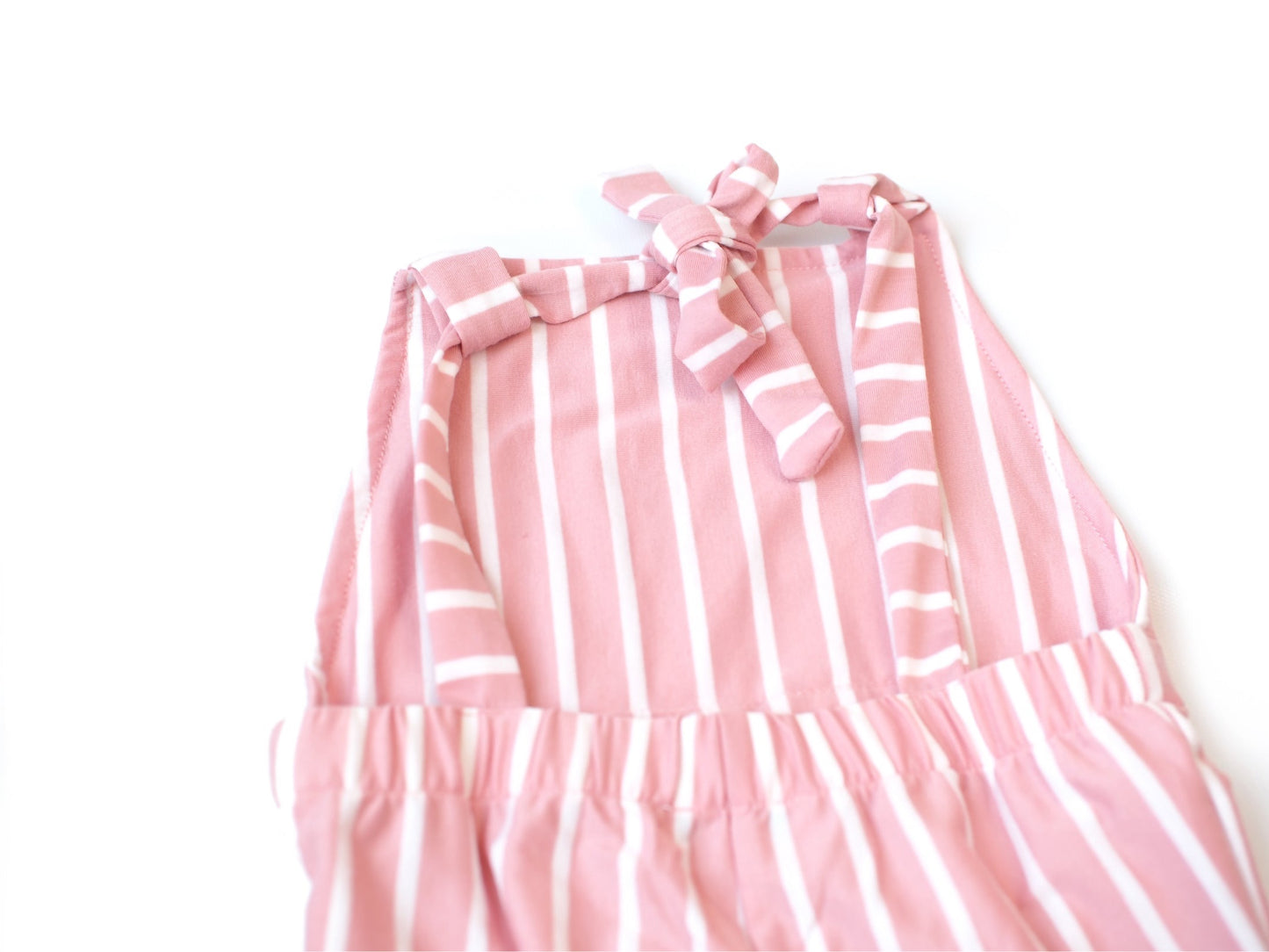 Bubblegum Pink Stripe Bell Bottom Suspender Jumpsuit