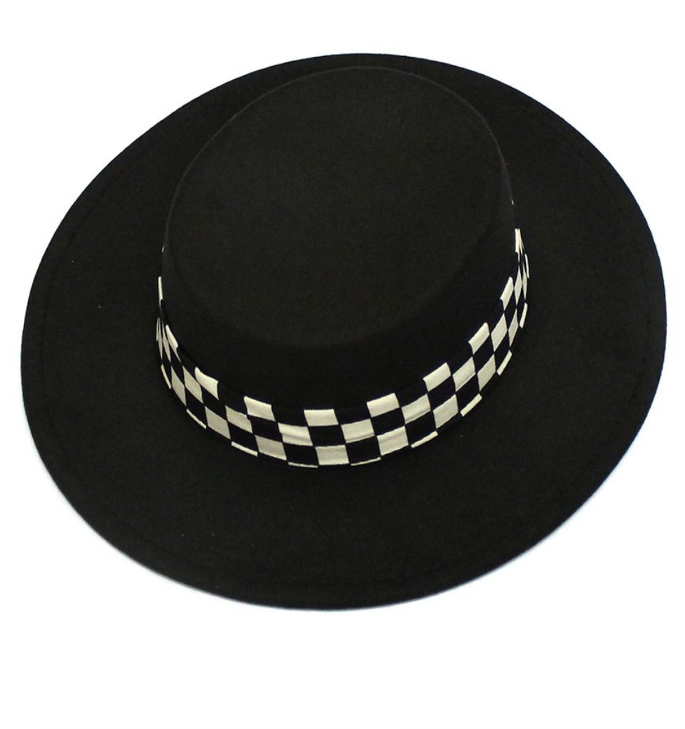 Black Checkered Belt Hat