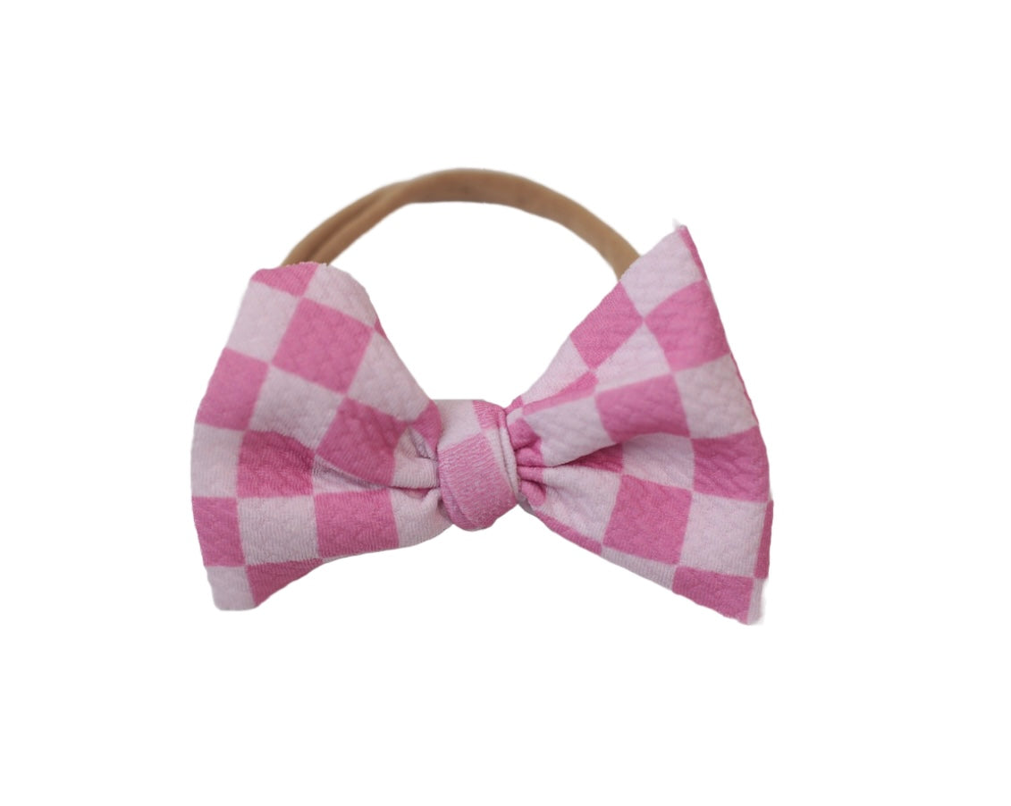 Barbie Pink Checkered Nylon Bow