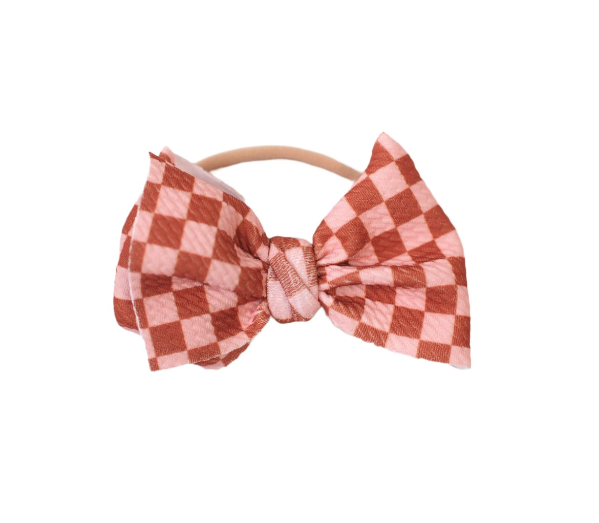 Boho Checkered Nylon Bow