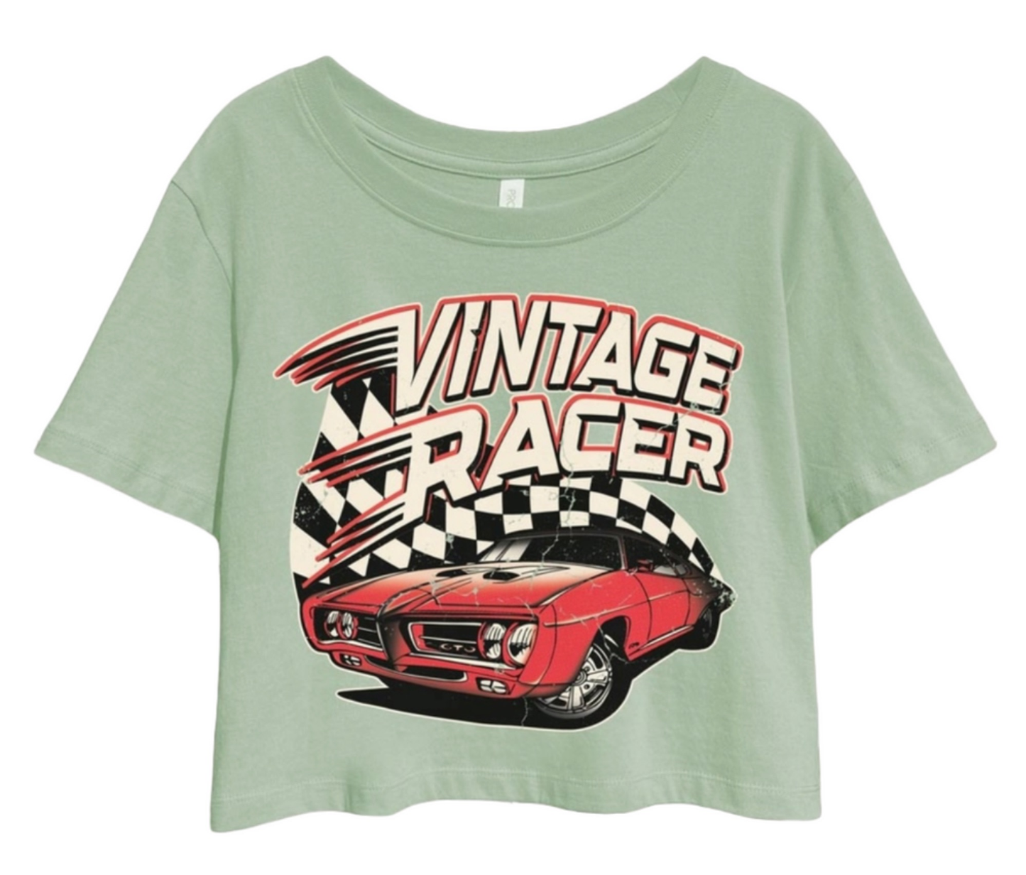 Mint Vintage Racer Crop Graphic Tee