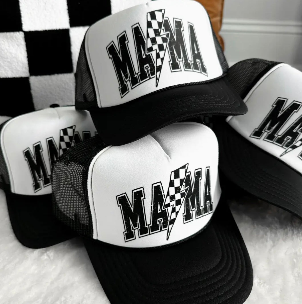 Checkered Mama Trucker Hat