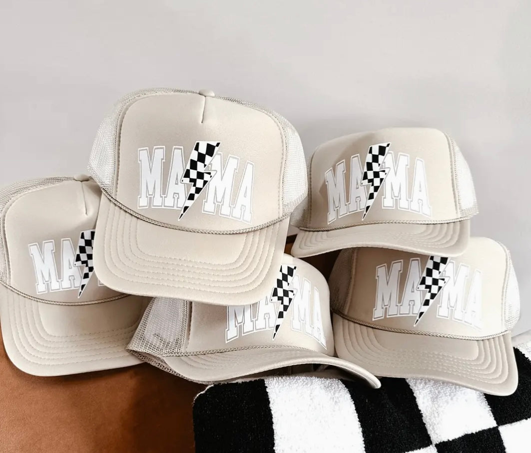 Checkered Mama Trucker Hat