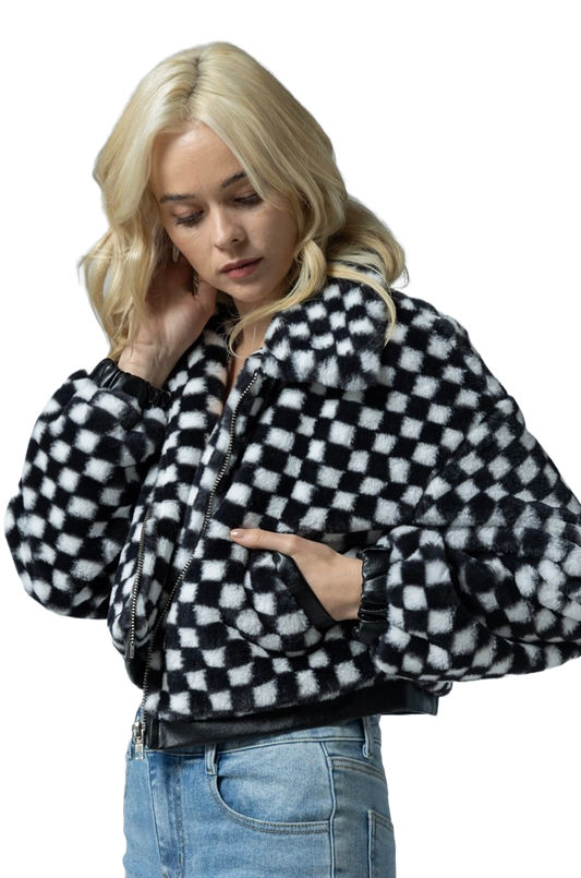 Crop Checkered Jacket