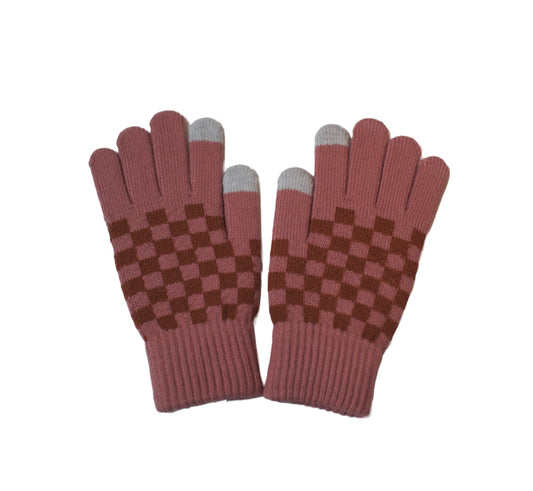 Pink Checkered Gloves