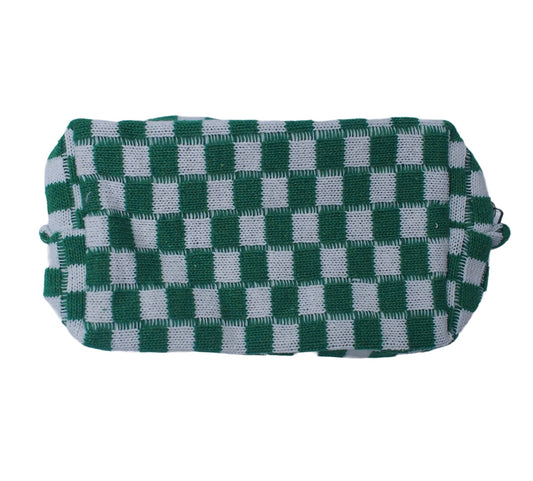 Green Checkered Makeup Bag