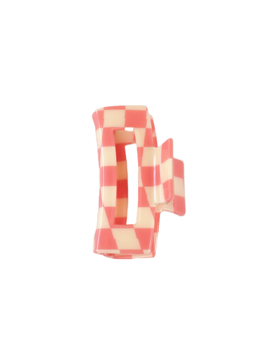 Pink Checkered Hair Clip