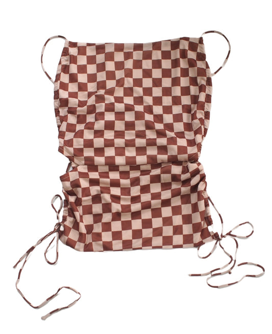 Brown Checkered String Top