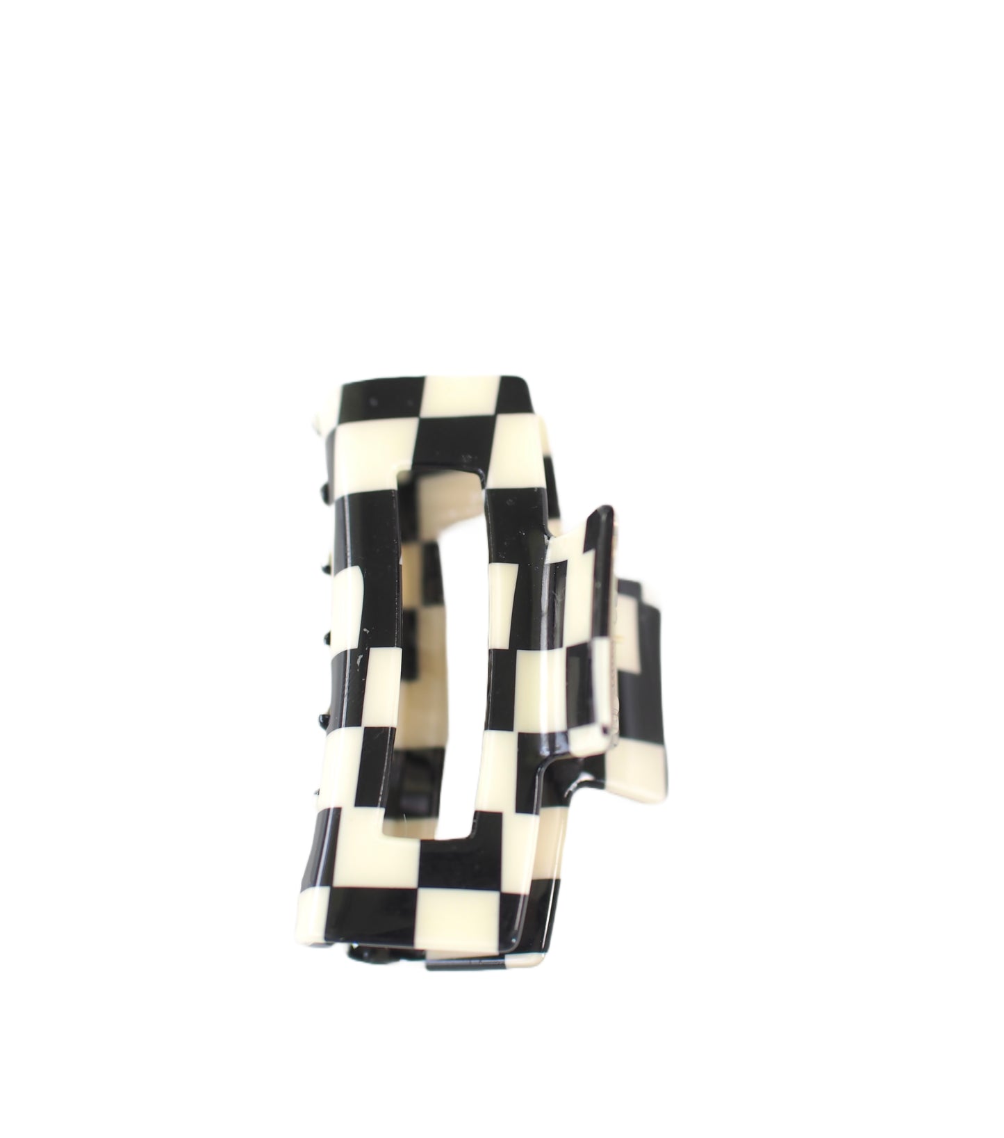 Medium Black Checkered Hair Clip
