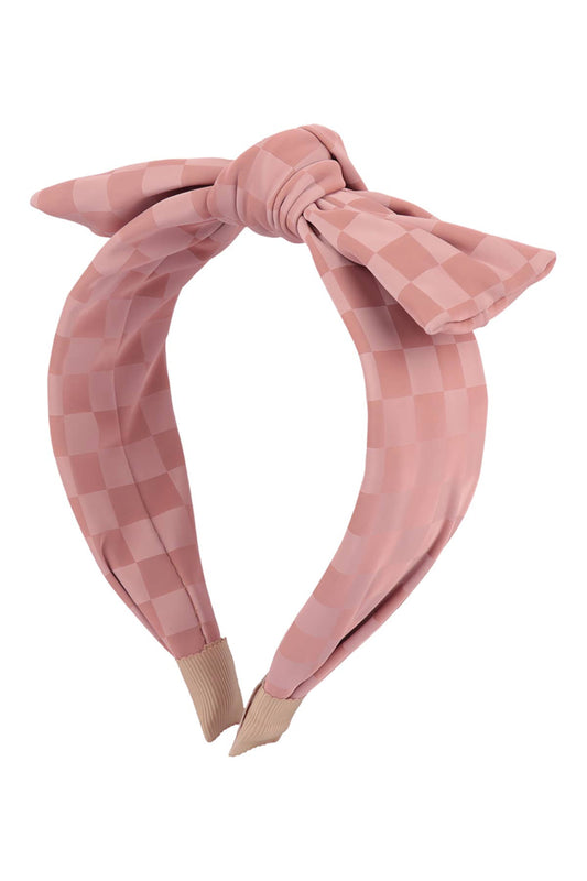 Knotted Ribbon Checkered Print Headband