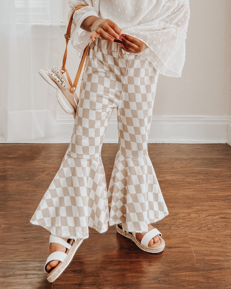 Checkered Exaggerated Bell Bottoms