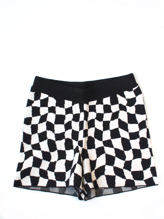 High Waisted Checkered Print Shorts